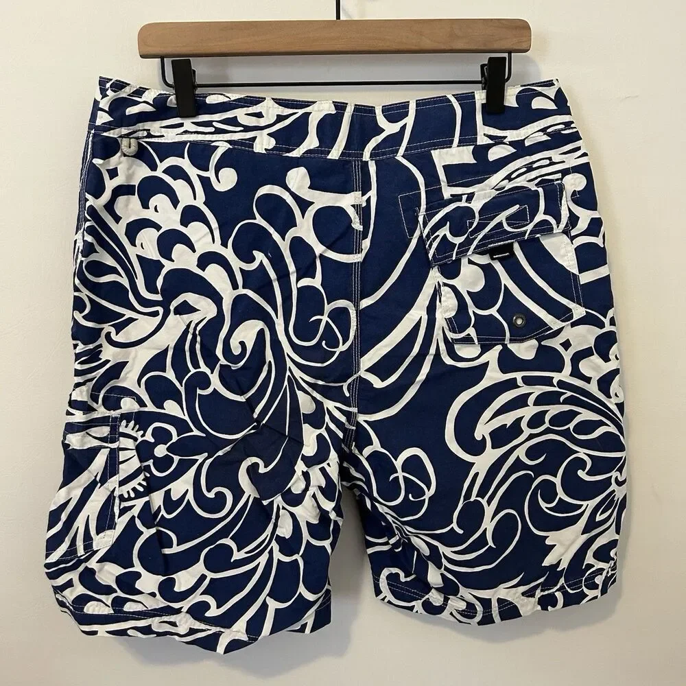 MEN'S SWIM TRUNKS: J.Crew The Original Longboard Solid Navy Surf Board Shorts 34